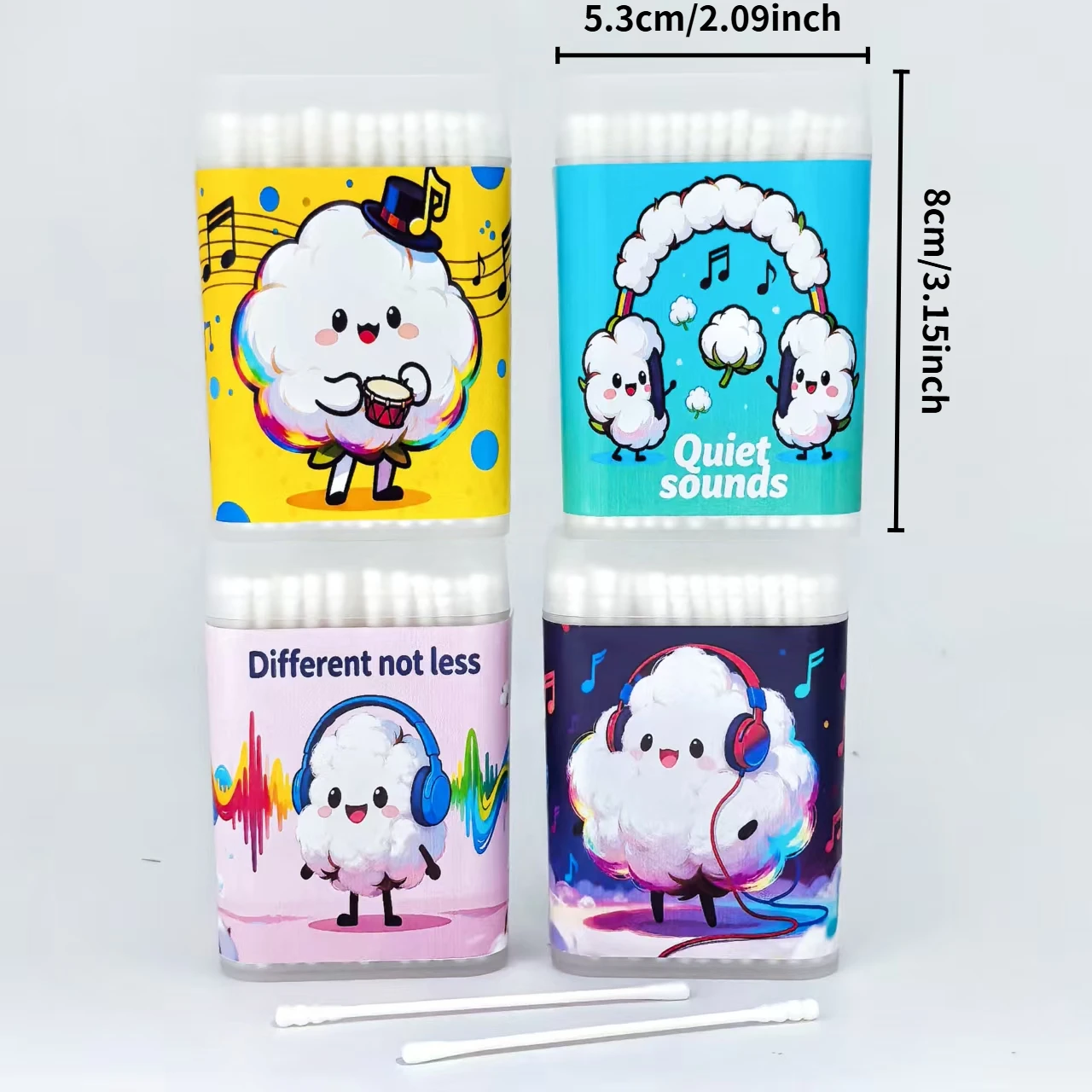 400 قطعة من مسحات القطن برأسين من سلسلة Love Music، مسحات قطنية مستديرة ذات محور رفيع برأسين