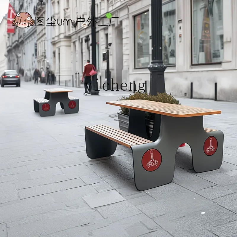 outdoor stainless steel tables and chairs restaurant commercial street preservative wood leisure seat