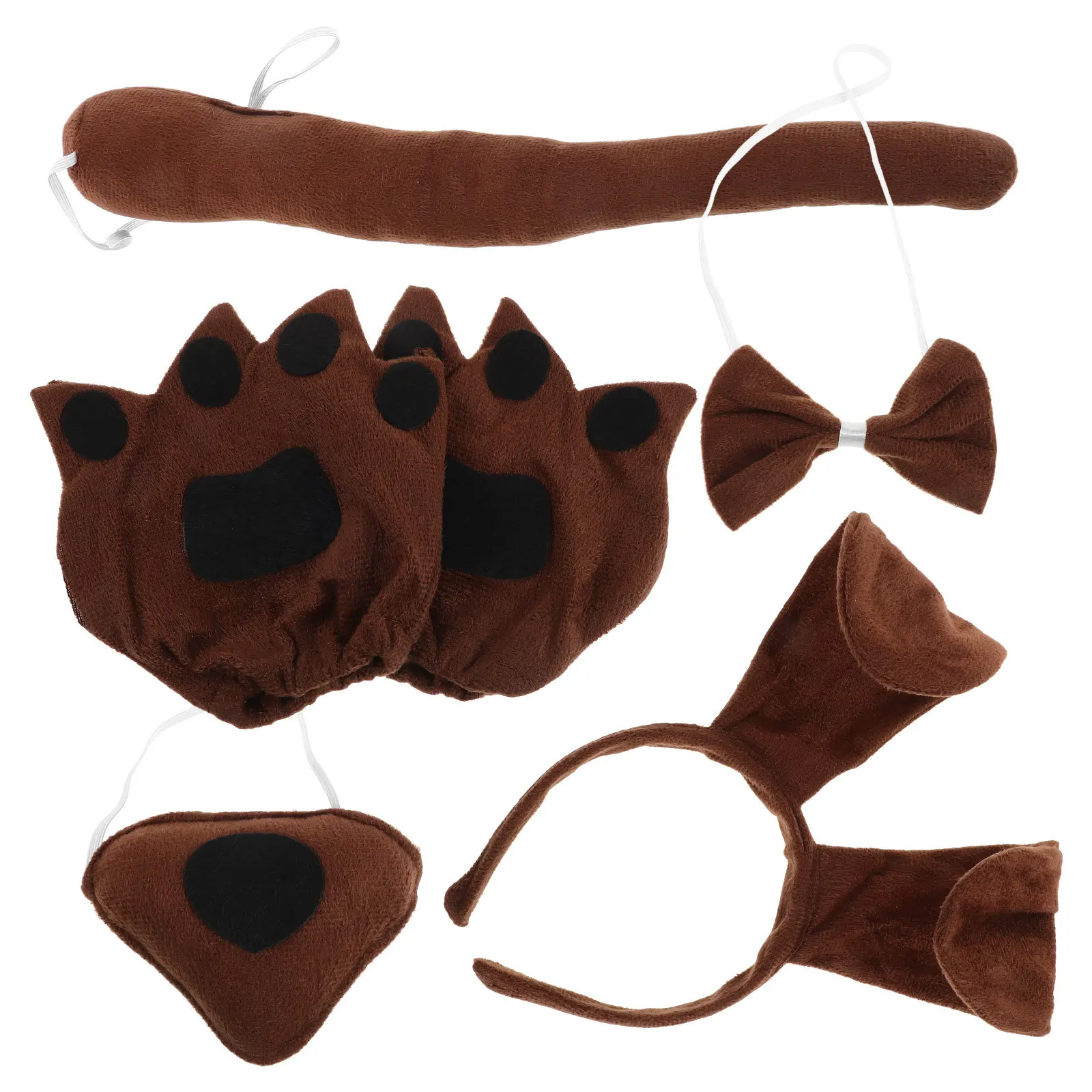 Ensemble de costumes de chien pour enfants, 1 ensemble, bandeau, queue, nœud papillon, gants de nez, Animal, Cosplay, accessoire Photo de fête, accessoires d'halloween