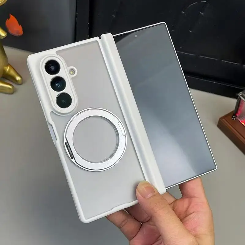 

New Samsung Z Fold 7 Folding Double Axis Phone Protection Case with Simple and Fashionable Z Fold 6 Magnetic Bracket Protection