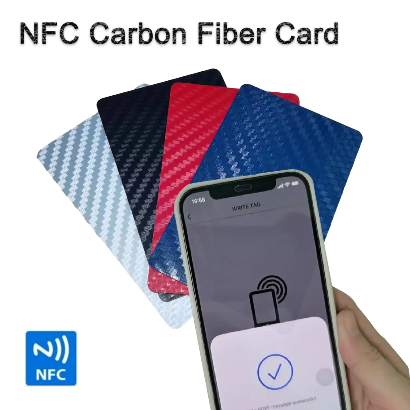 Tarjeta de visita inteligente de fibra de carbono NFC, 10 piezas, lectura rápida Ntag 215, tarjeta de visita Digital en blanco para compartir en