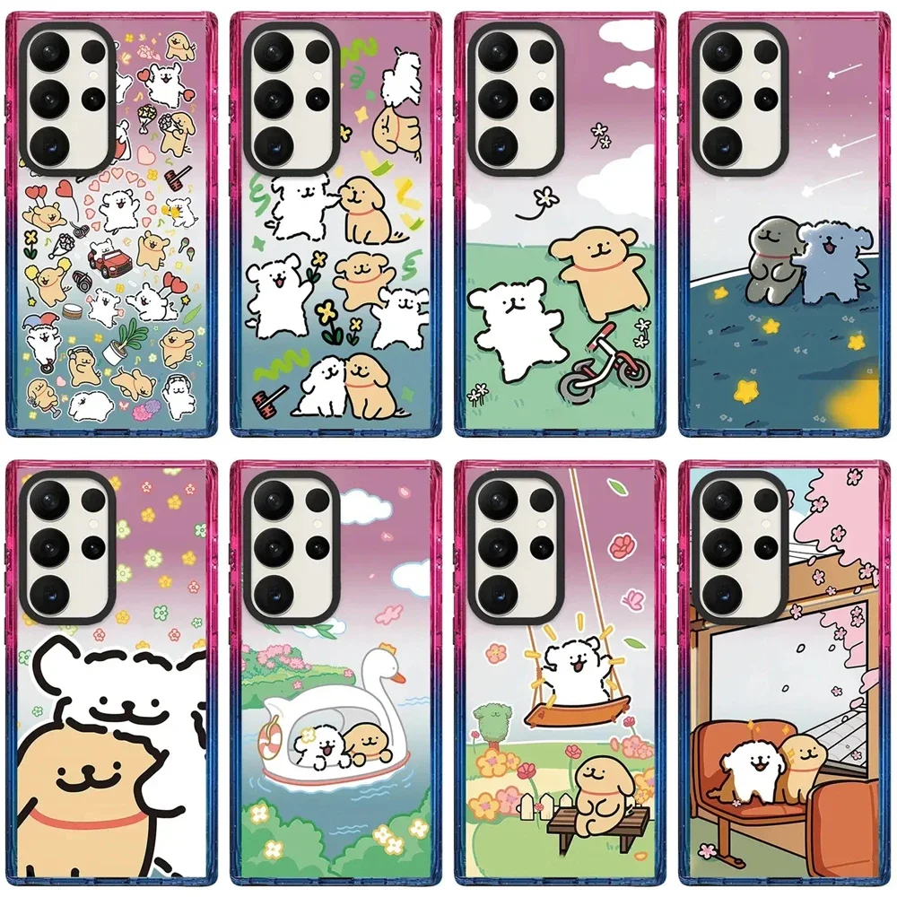 

Dog Friends Acrylic Colorful Border Case for Samsung Galaxy S22 S23 S24 Ultra S22+ S23+ S24 Plus Cover Protective Case