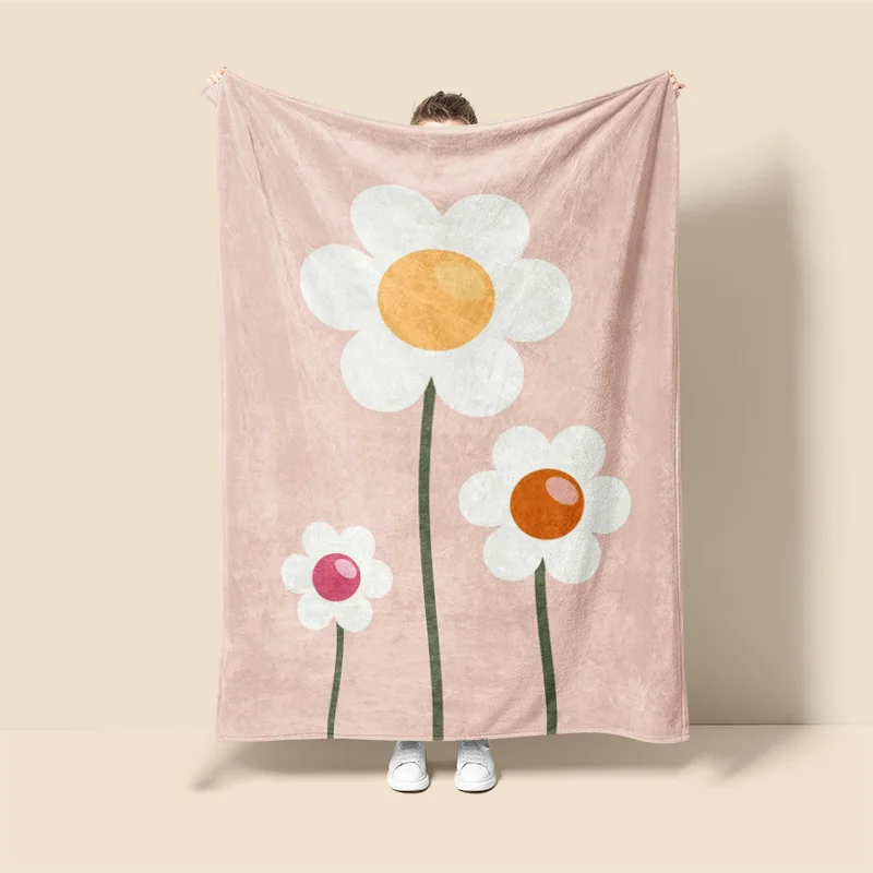 Morandi Color Blanket Abstract Botanical Graffiti Design Scandinavian Minimalist Sofa Blanket Cafe Home Dual Purpose