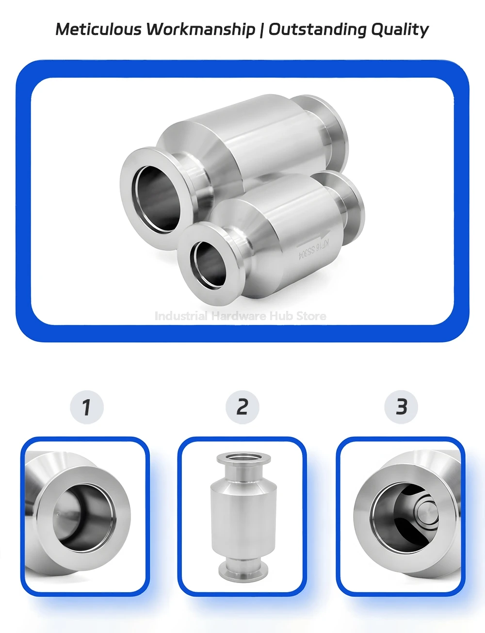 KF16 KF25 KF40 KF50 304 Edelstahl Sanitär KF Quick Fit Vakuum-Inline-Rückschlagventil, Einweg-Auslassventil für Vakuumpumpe – Detail 1