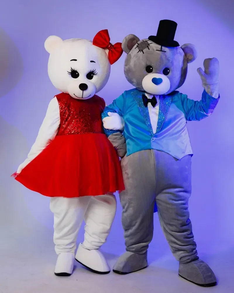 Red Dress White Bear Blue Coat Grey Teddy Mascot Costume Birthday Wedding Role Play Outfits Halloween Rave Party Adults Anime