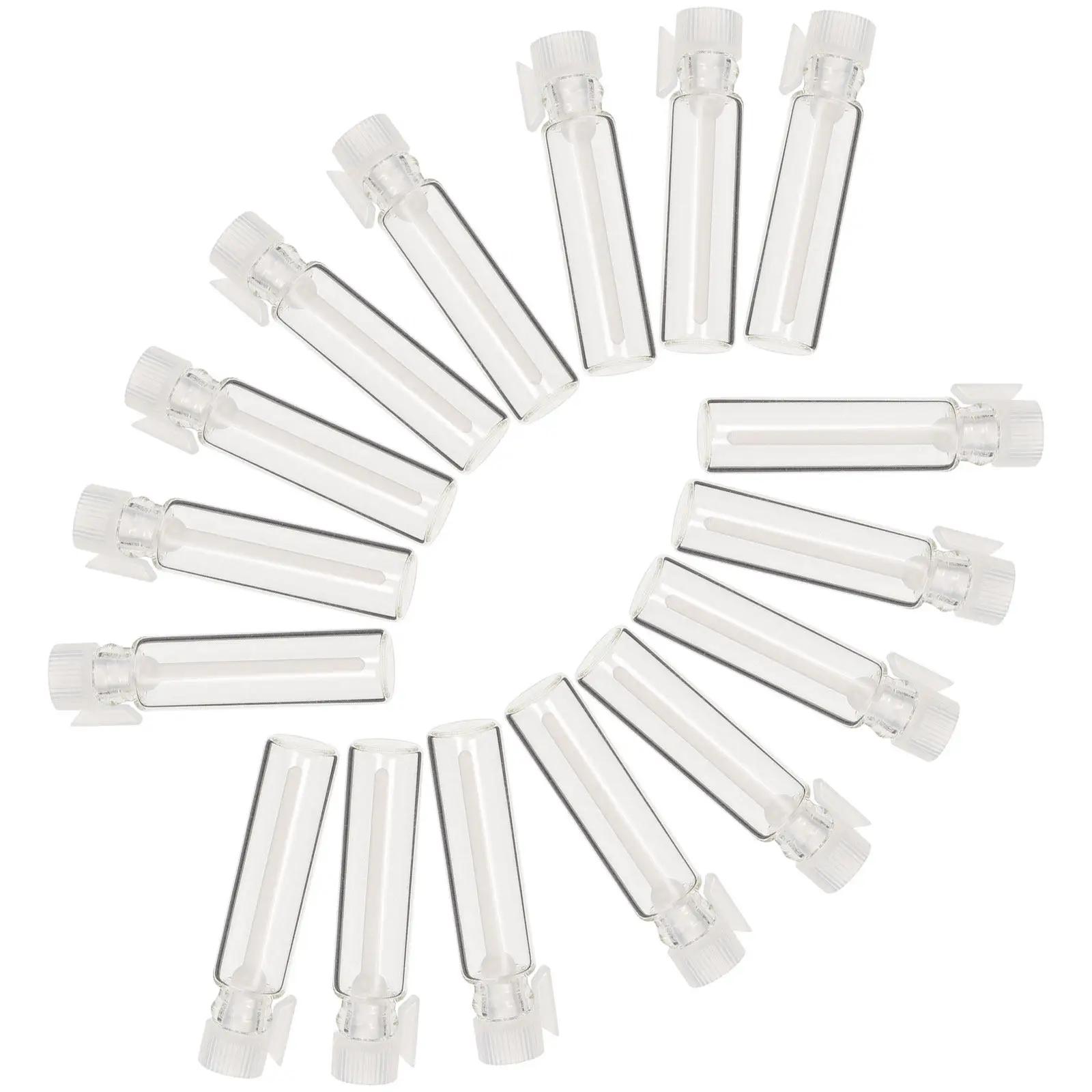 100Pcs Mini Perfume Bottle Sample Vials Leakproof Plastic Rod Cap Glass Empty Bottle for Essential Oil Portable Travel Container