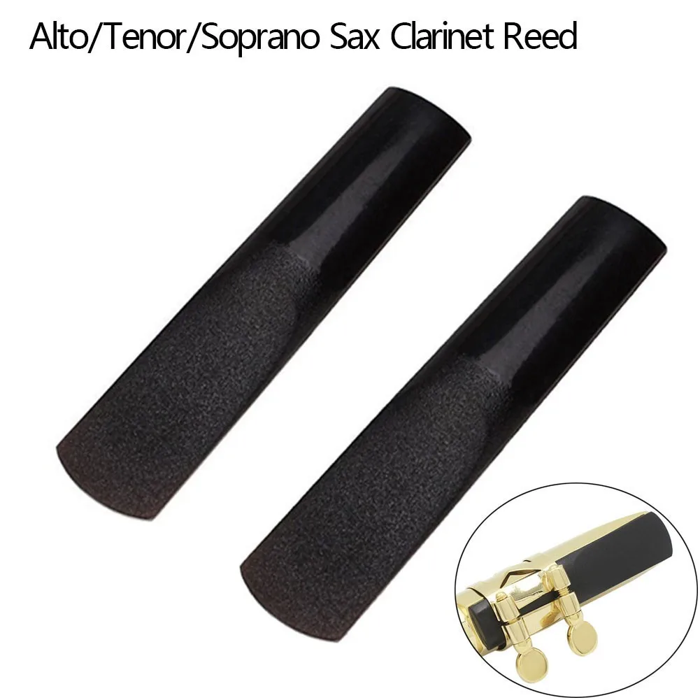 Palhetas de saxofone força 2.5 pretas para alto tenor soprano clarinete plástico substituição resina sax palhetas reposição prático
