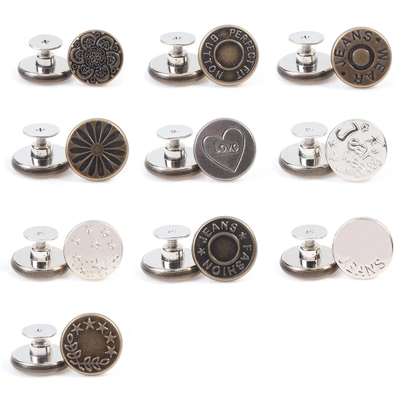 New Button Pins for Jeans Button Replacement for Pants Fashion DIY Button Pins