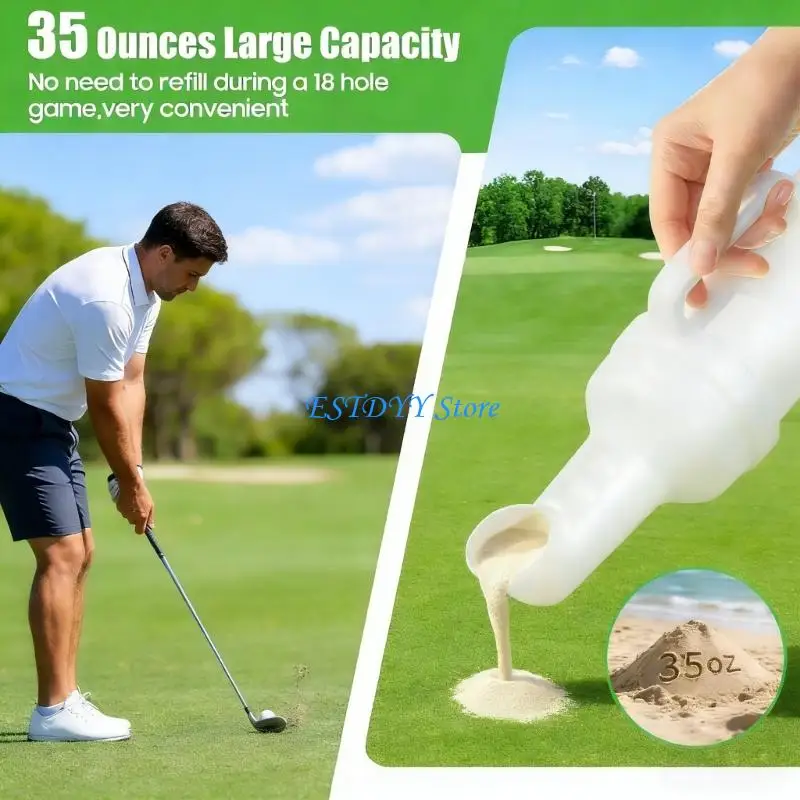 

G6DE Large Volumes Golf Cart Divot Repair Tool Handle Included Base Hardware Rain Protected Neck Easy Fill High Capacity