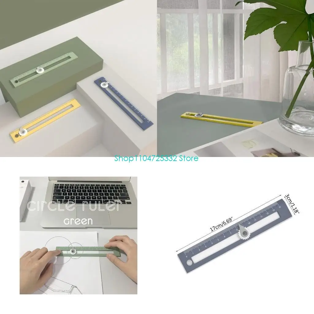 

P5EA 2 in 1 Ruler with Circle Drawing Tool Set Sliding Holder Design for Student Carpenter Architect Engineer