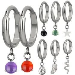 ASTM F136 Titanium PIERC Pendant Nose Ring Ear Tragus Hinged Segment Clicke Hoop CZ Paved Side Earring Large 10mm Body Piercing