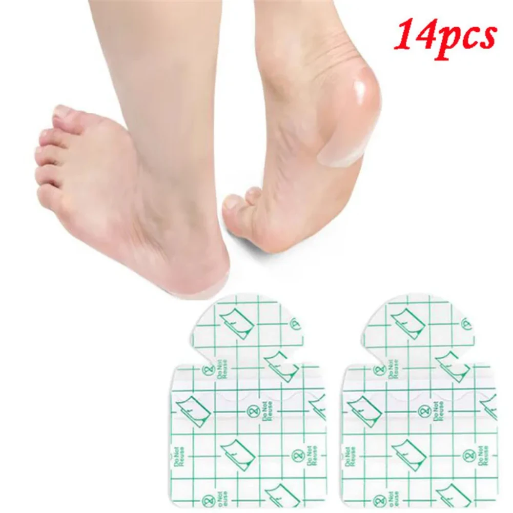 14Pcs Ultra-thin Film Heel Stickers Protector Foot Moisturizing Water Supplement Anti-Cracked Repair Dry Skin Heel Patch Inserts