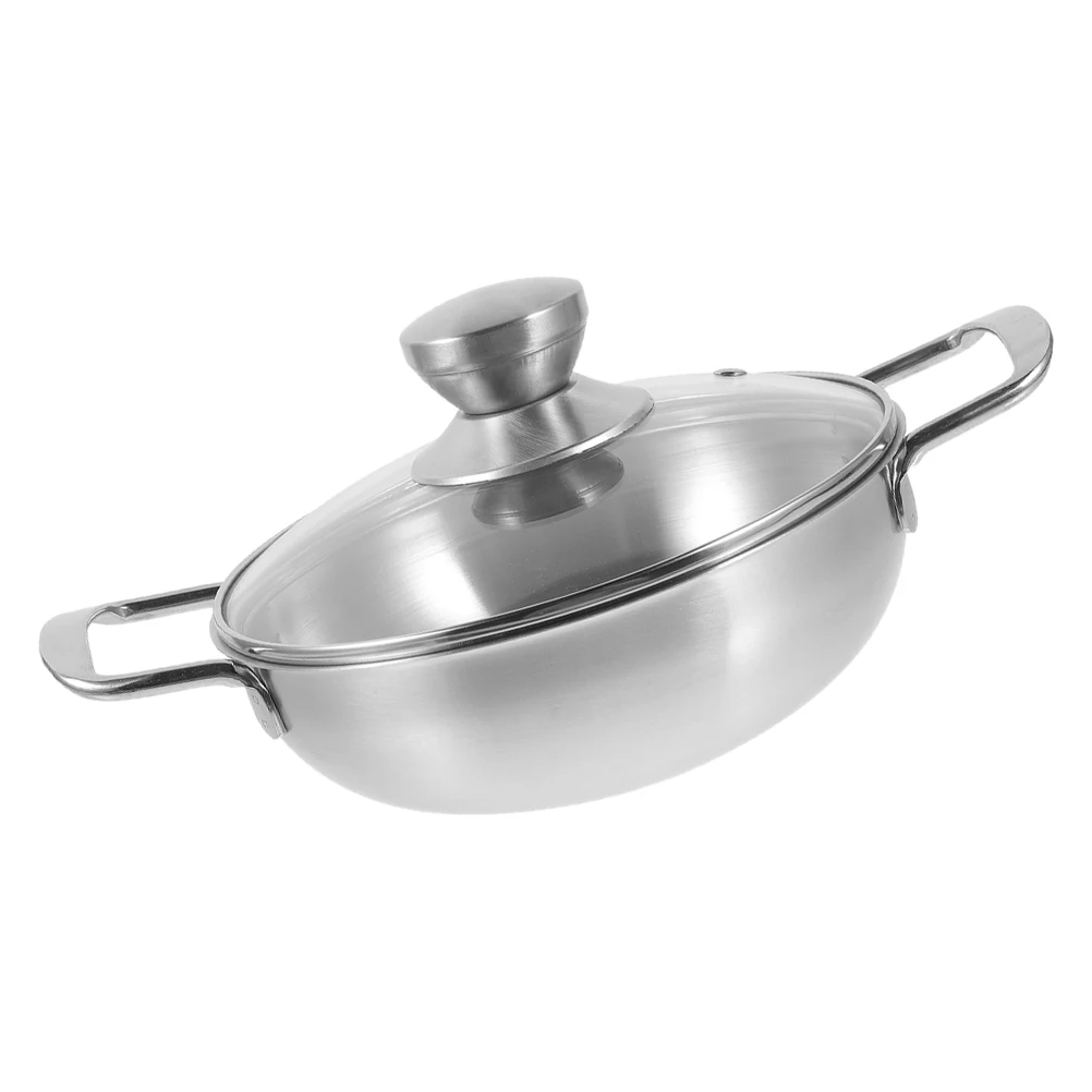 

1 set Portable Outdoor Pot 20cm Mini Hot Pot Camping Kitchenware Double Handle Stainless Steel Wok Reusable Cookware