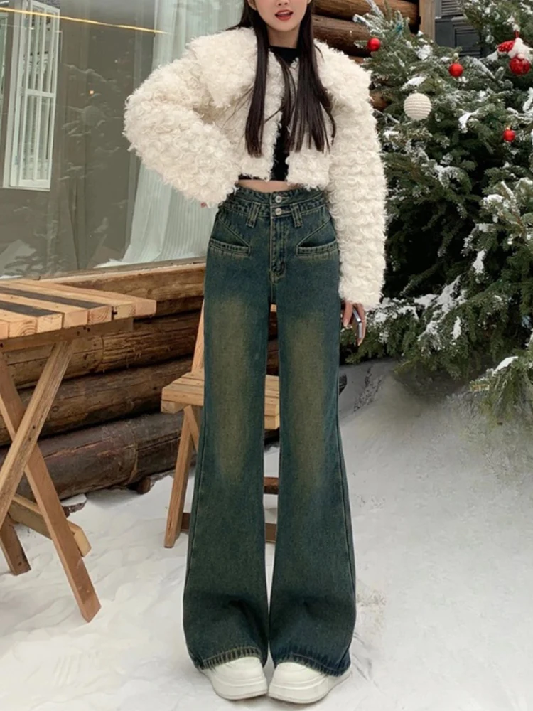 Jeans met hoge taille en wijde pijpen Dames slim fit denimbroek Lente nieuwe Sle Pear Ape plus maat losse comfortabele broek