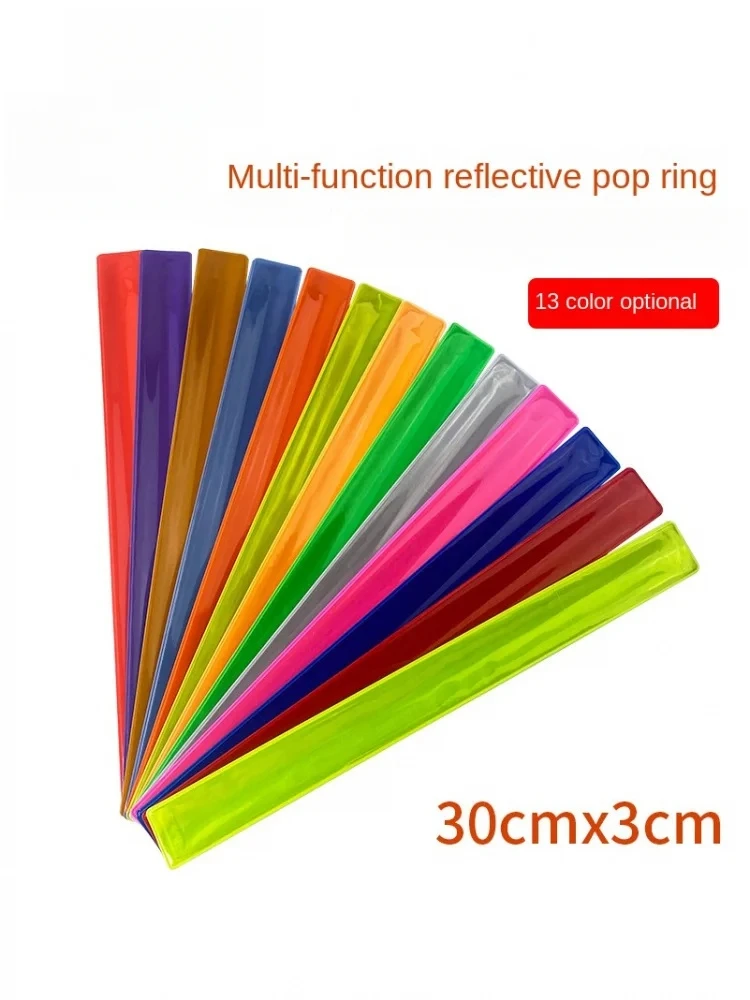 AliExpress In Stock 30CM Reflective Snap Band Night Running Cycling PVC Reflective Wristband Printed