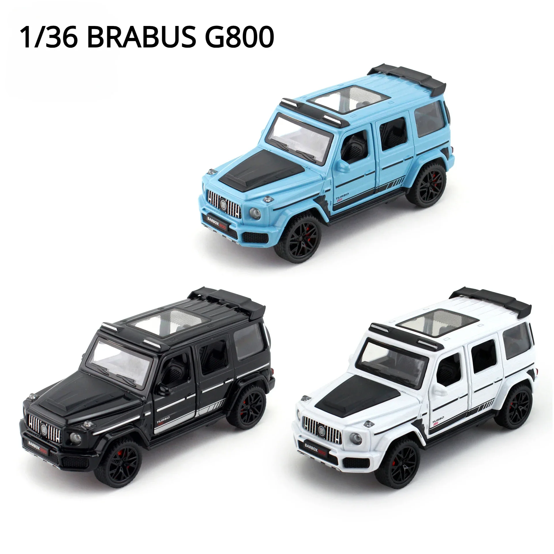 1:36 Mercedes-Benz BRABUS G800 High Simulation Diecast Metal Alloy Model car Sound Light Pull Back Collection Kids Toy Gift