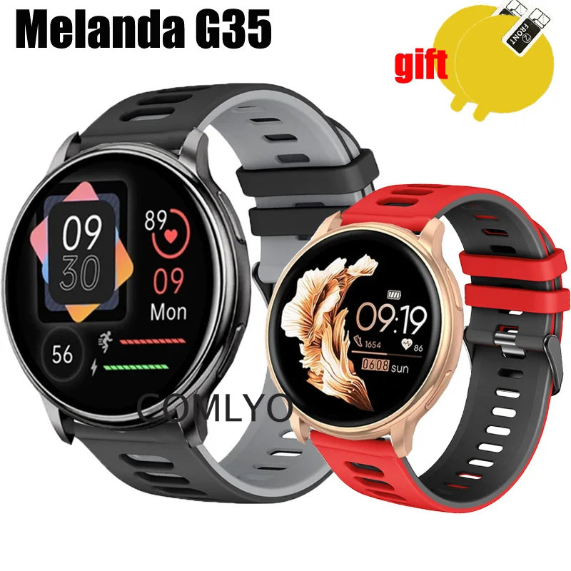 3in1 for Melanda G35 Strap Smart watch Silicone Soft Bracelet Band Screen Protector Film