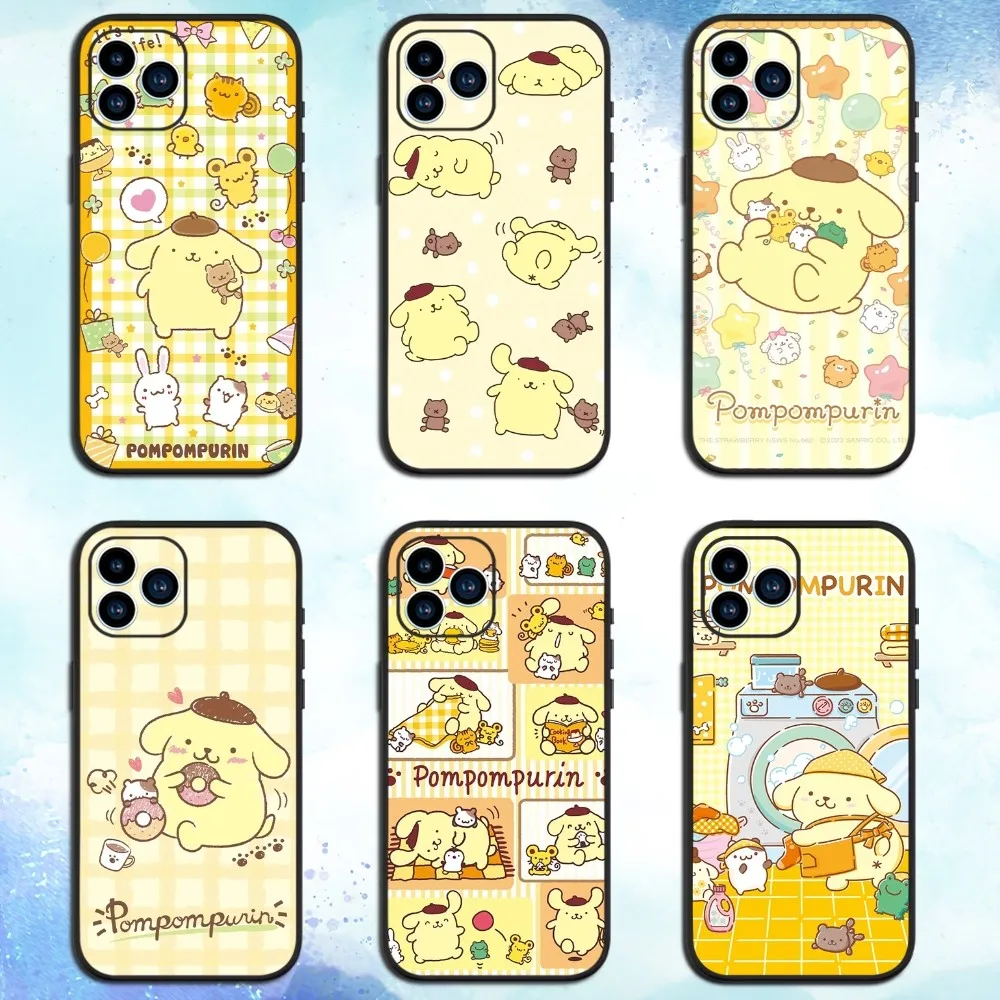 MINISO Sanrio Pompompurin Phone Case For iPhone 15 13 14 12 11 Pro MAX XR X SE XS Mini Soft Shell