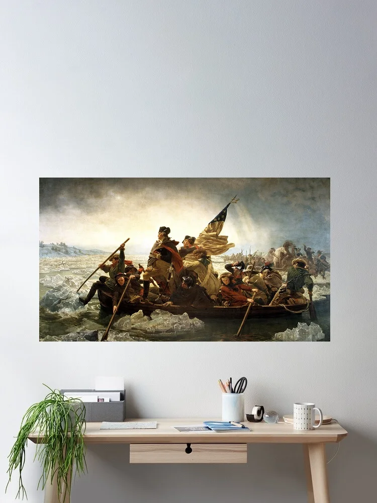 

Washington Crossing the Delaware by Emanuel Leutze, Art Print Canvas Poster, Living Room Decor, Home Wall Picture