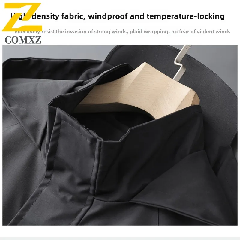 Outdoor Sports Jacket Men's high quality Fashion Badge Zipper Pocket Waterproof Windbreaker Autumn New Casual Loose Hooded Coat