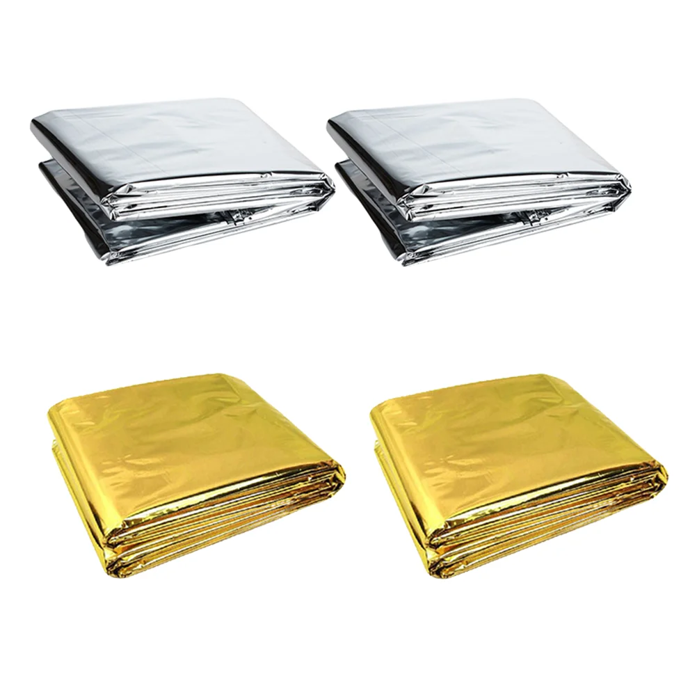 4 Pcs Insulation Blanket Survival Emergency Lightweight Blankets Aluminum Foil Outdoor Coating Thermal Warm