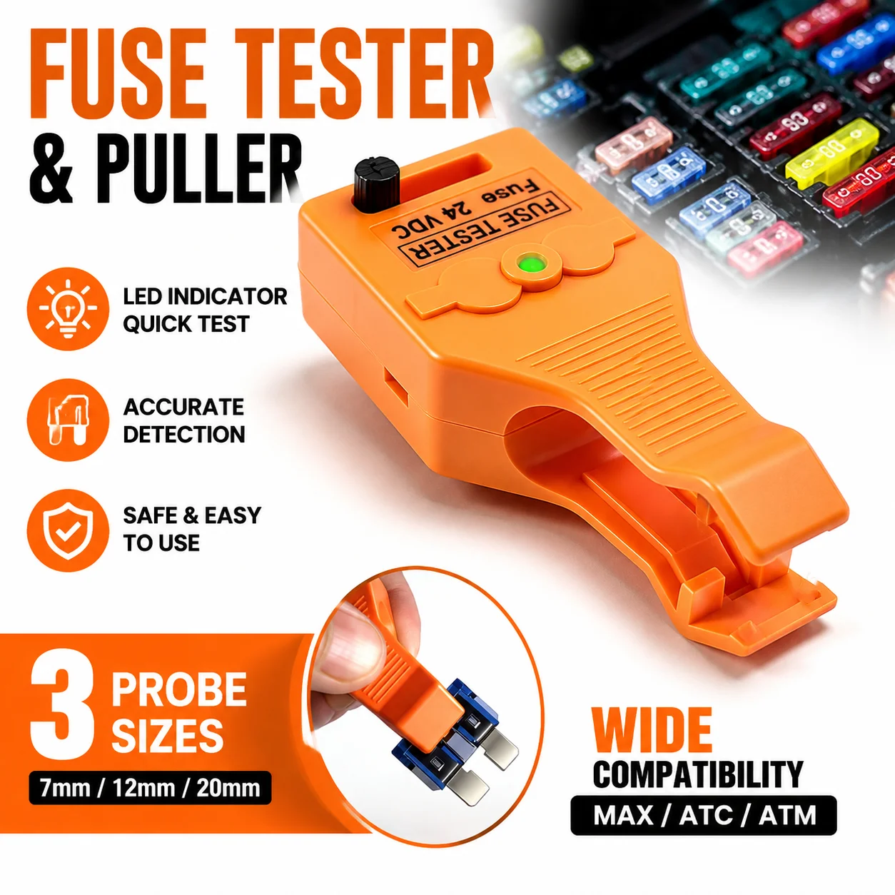 DC 12V Tester Puller Tester Multi Functional MAX ATC ATM Automotive Blade Checker Tester Puller Removal Tool Car Accessories