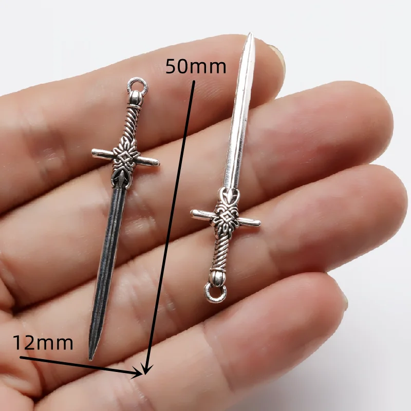 20pcs Mix Silver Plated Sword and Serpentine Dagger Alloy Pendant DIY Charms Hip Hop Earrings Necklace Metal Accessories P1583
