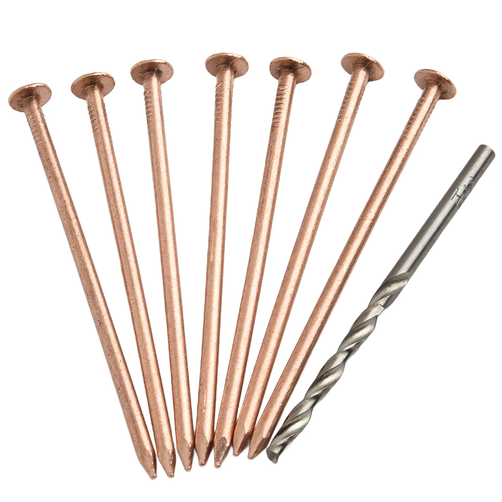 15Pcs Copper Nails For Killing Trees Stump 3.5 Inch Long Nail Spikes For Killing Tree, Stump Removal Spikes With 1 Drill Bit