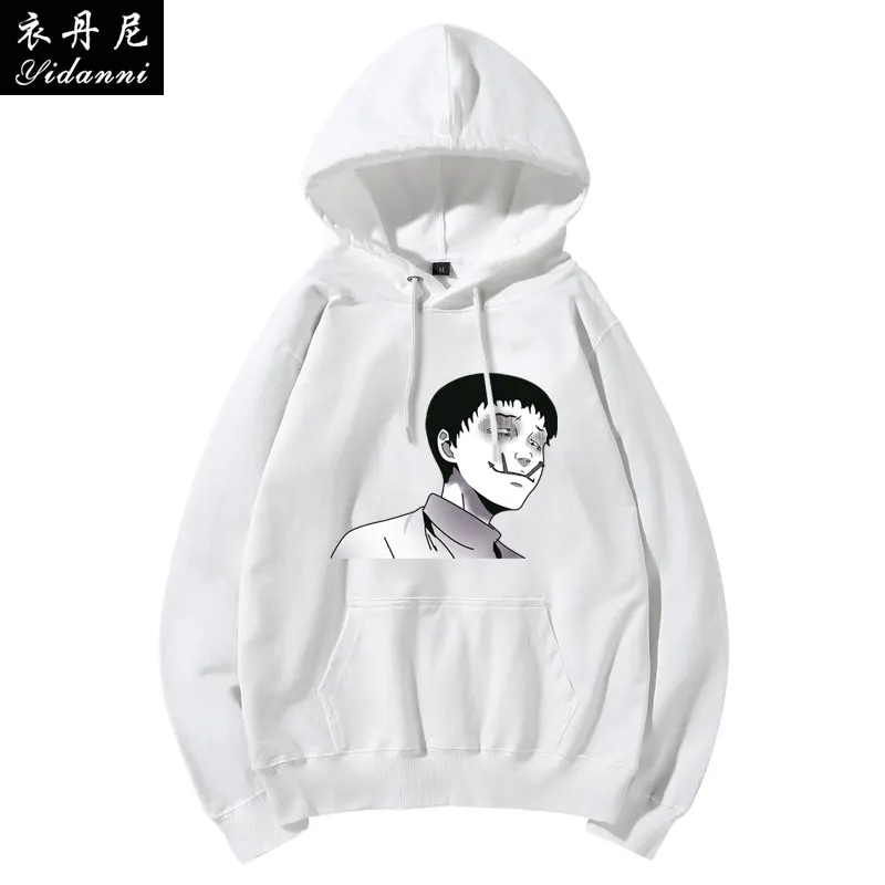 Ito Junji الشخصية الخامسة الهزلية طباعة الرجال الخريف والشتاء مقنعين البلوز الكبار عالية الجودة فضفاضة طويلة الأكمام قميص