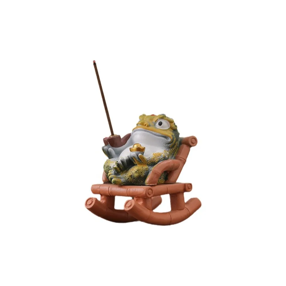 Resin Golden Toad Incense Burner Funny Realistic Rocking Chair Incense Holder Decorative Cartoon Incense Base Unique Gift