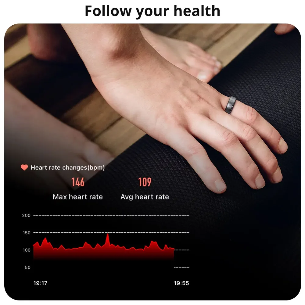 Zordai For XIAOMI R06 Smart Ring Men Women Stainless steel Heart Rate and Blood Oxygen Monitor IP68 Waterproof Multi-sport Mode