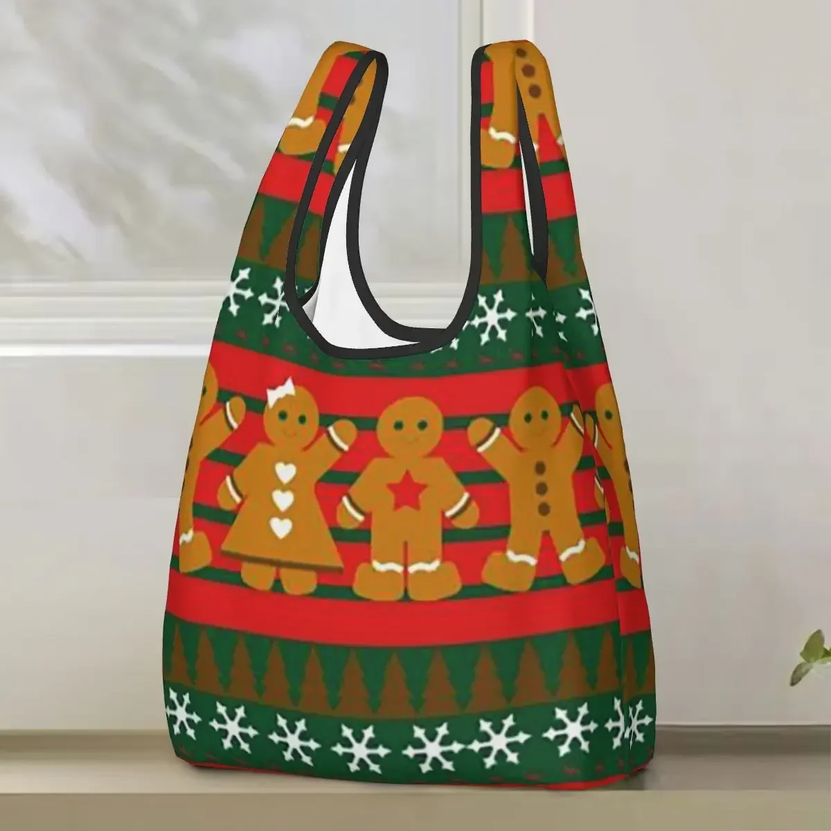 Merry Christmas & Happy Holidays! Shopping Bag Portable Tote Bags Foldable Shoulder Shopper Bag Groceries Handbag