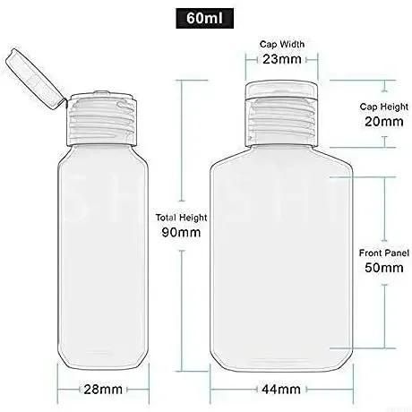 Botellas transparentes de plástico PET con tapa abatible, contenedores de loción líquida portátiles, recargables, 60ml, 20 o 30 unidades