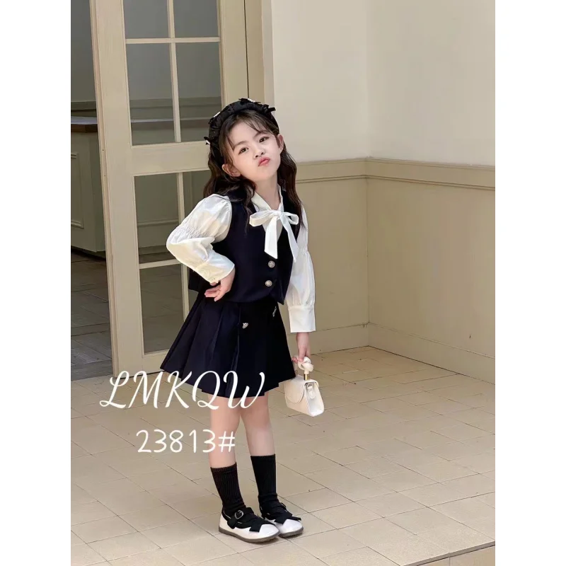 Girls \'NEW CHILDREN\'S clothing preppy style fashionable dress baby spring and autumn dress three-piece suit