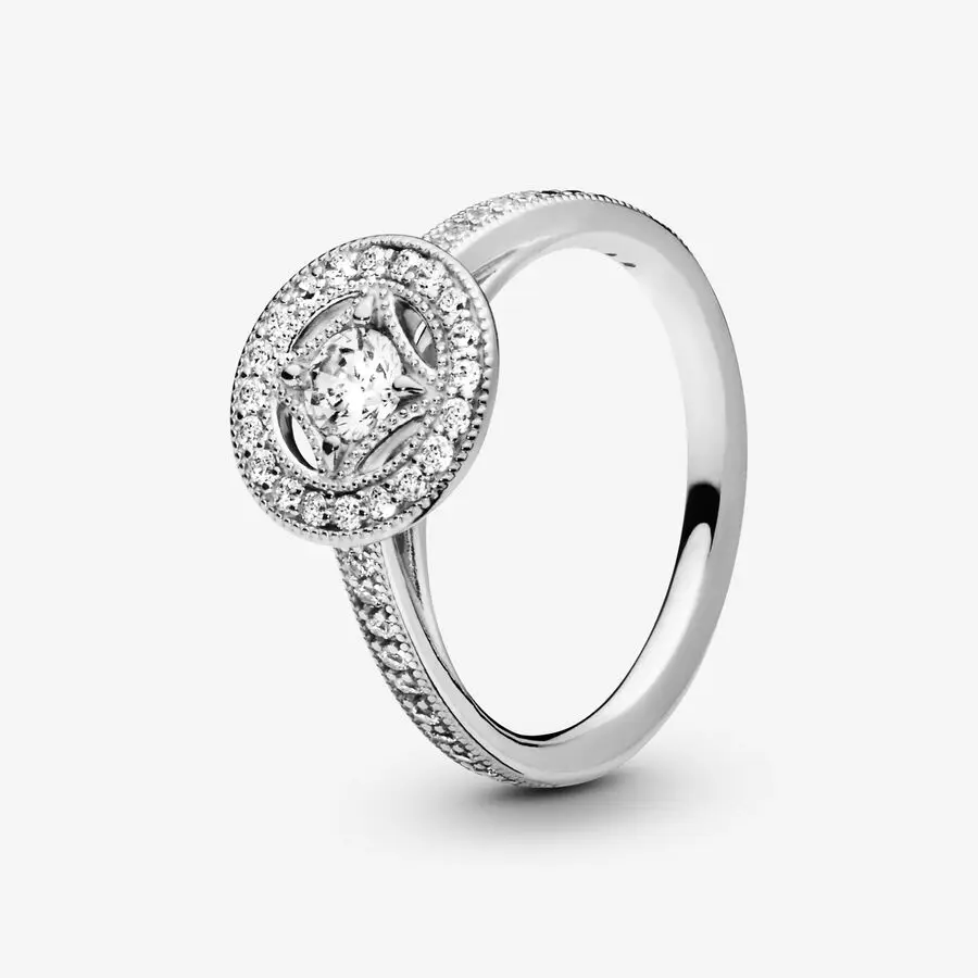 High quality 100%925 sterling Silver Sparkling Drop Round Daisy Birthday Romantic ring suitable for ladies banquet fine jewelry