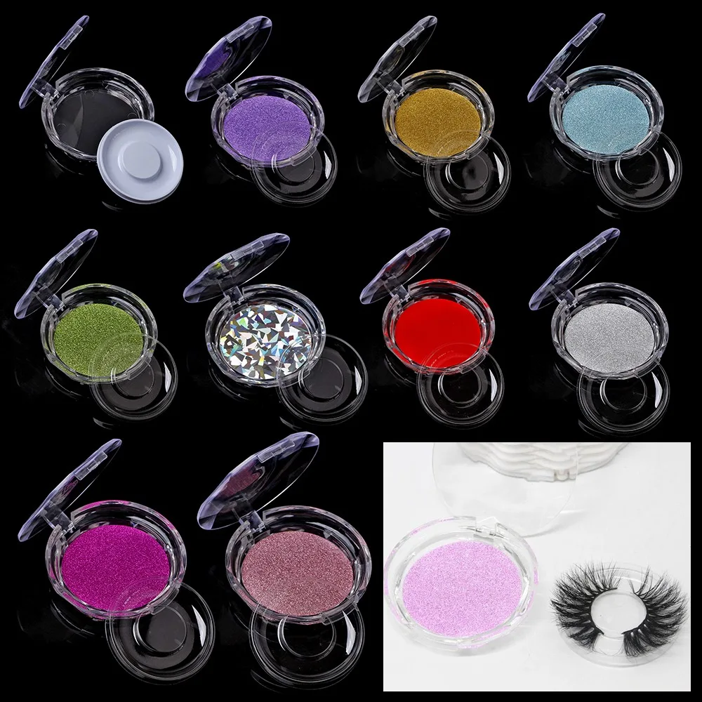 Neue runde falsche Wimpern Fall Wimpern halter Make-up leere Wimpern Verpackung Box magnetische Kunststoff Wimpern Spiegel Fall Schönheit