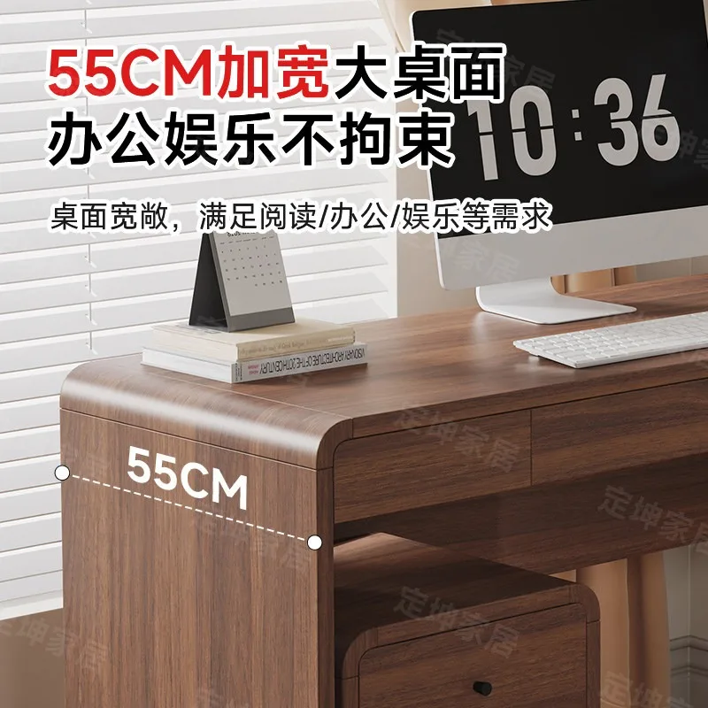 Solid Wood Computer Desk Bedroom Home Office Desk Single Workbench with Chest of Drawers Student Study Writing Desk