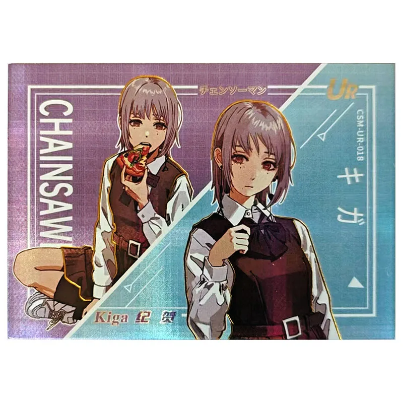 Anime Chainsaw Man Rare UR Collectible Card Denji Makima Power Higashiyama Kobeni Sawatari Akane Toys for boys Birthday Present