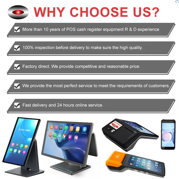 ماكينة طرفية POS محمولة بنظام Android 14 OS 4G/WiFi مع شاشة لمس 5.5 بوصة NFC واتصال USB طابعة حرارية 58 مم