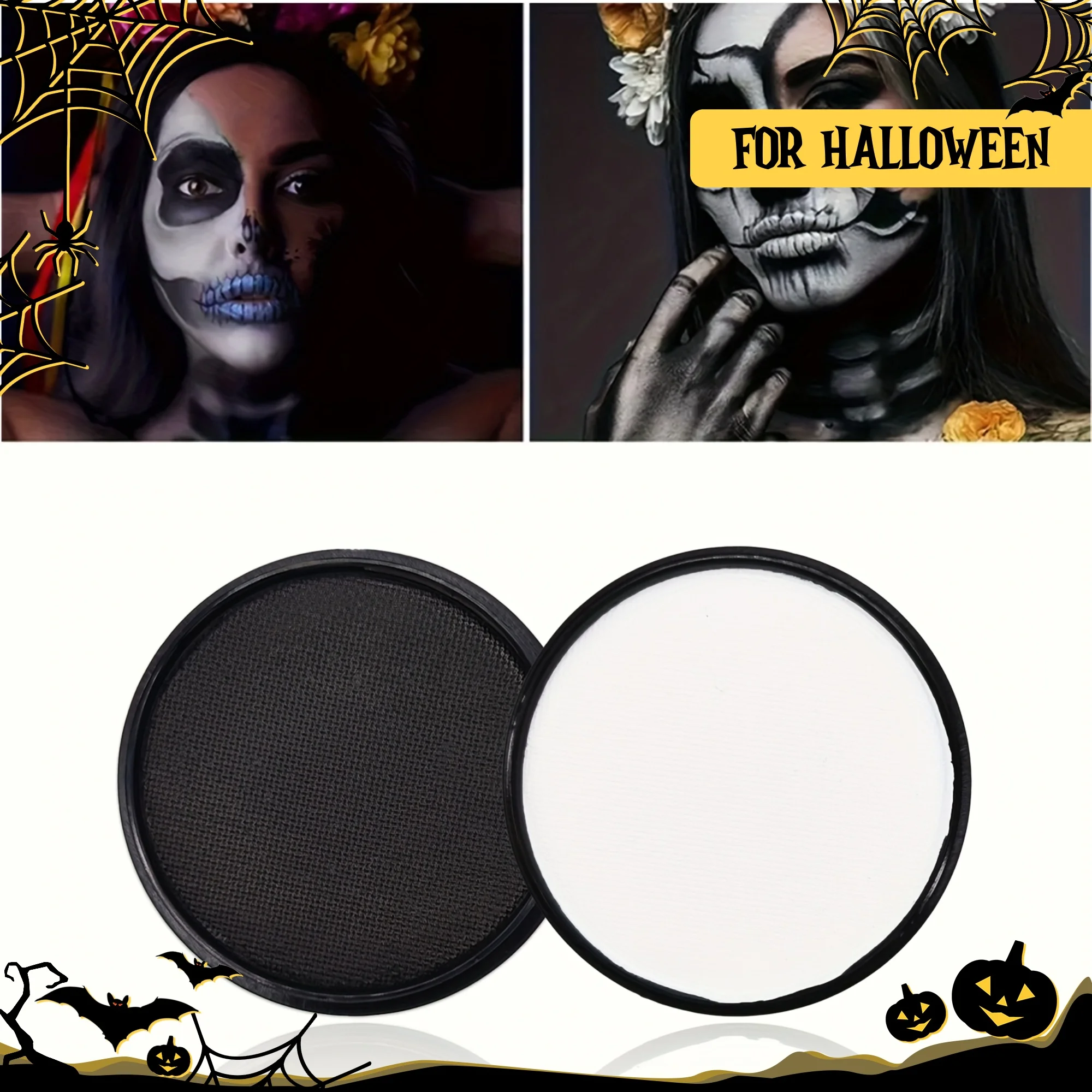 Black And White Washable Water-Soluble Face And Body Paint,for Christmas,Halloween,Cosplay,Stage And Screen Performances Parties