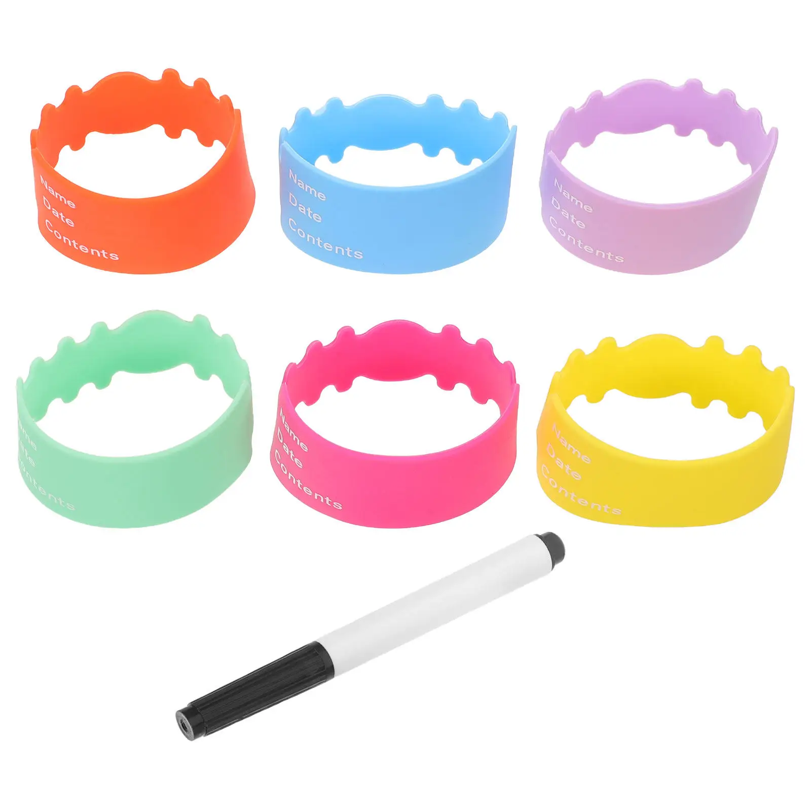 1Set Writable Silicone Baby Bottle Labels Daycare Name Tags Colored Reusable Anti-Slip Feeding Bottle Sleeves Nursery Supplies