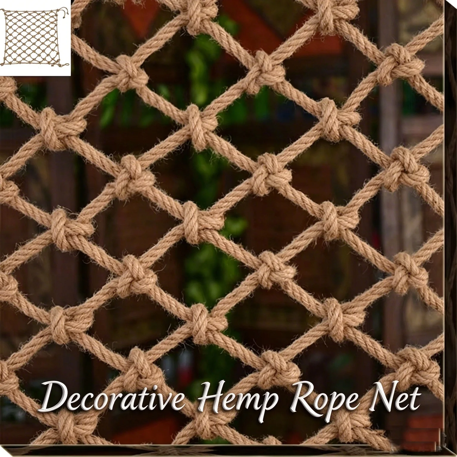 HQ HR1 Hemp Rope Net Mesh for Ceiling Decoration Partition Protective Fence Safety Game Climbing Ladder 4-15MM Diameter