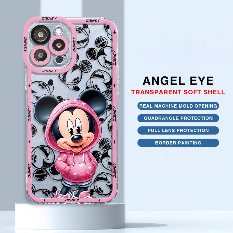 Disney-funda de silicona para teléfono móvil, carcasa de Mickey y Minnie para iPhone 15, 14, 11, 12, 13 Pro Max, 12 Mini, 7, 8, XR, X, XS MAX, SE2