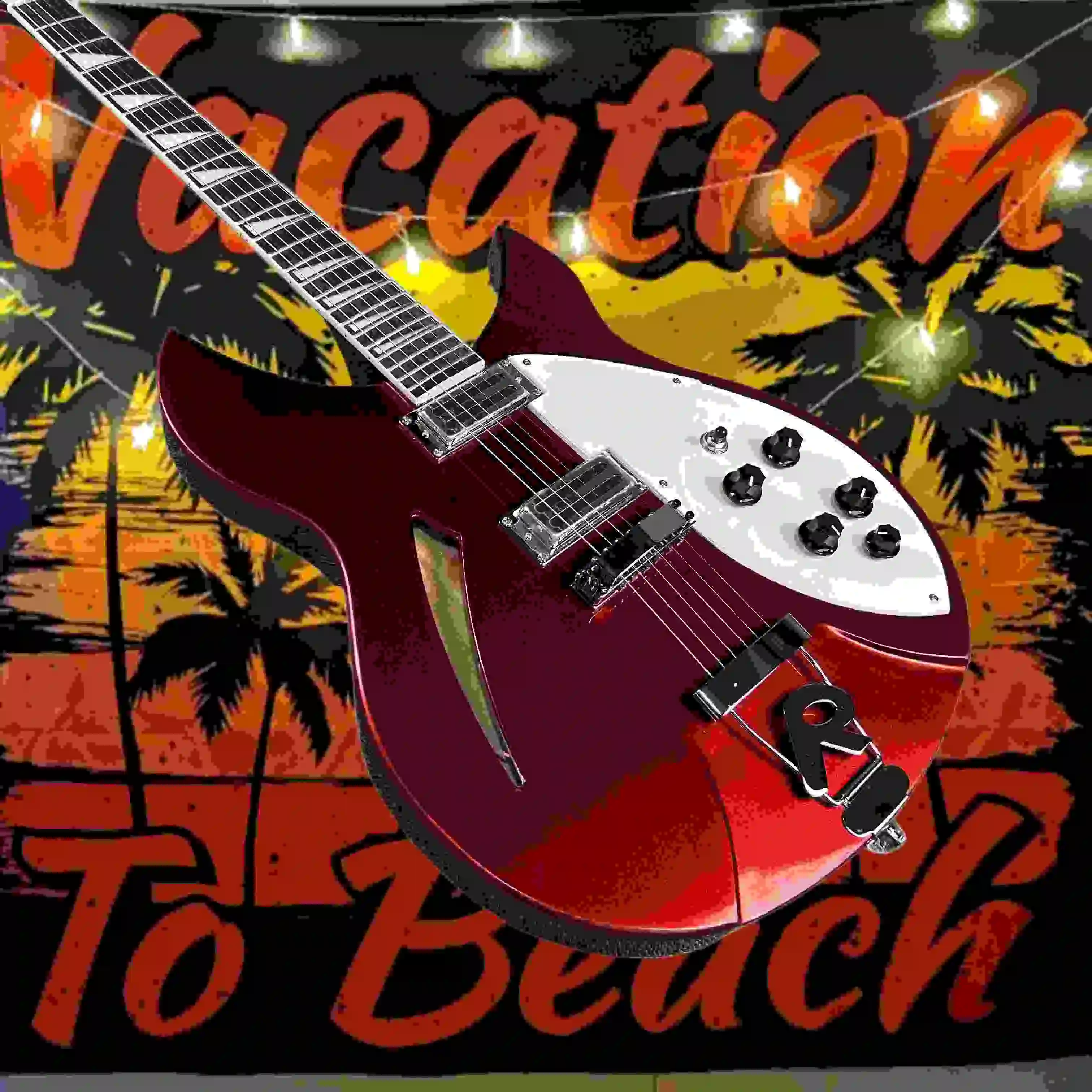

Bright Blue 330 Electric Guitar 22 Tone 2H Rose Wood Fingerboard White Protective Board Half Hollow Design