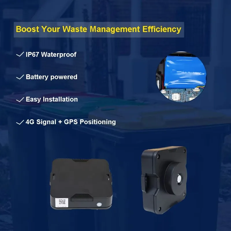 TLC2509 4G IP67 Garbage Can Ultrasonic Sensor IOT Remote Fill‑level Monitoring For Smart Waste Bin Overflow Detect Transmitter