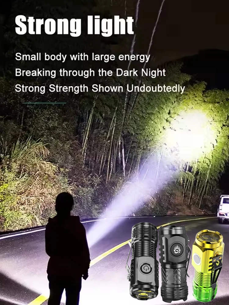MINI lampe de poche LED USB Super brillante, torche Rechargeable, Zoom, lanterne de pêche, puissante, 3 modes d'éclairage, lampe de Camping en plein air