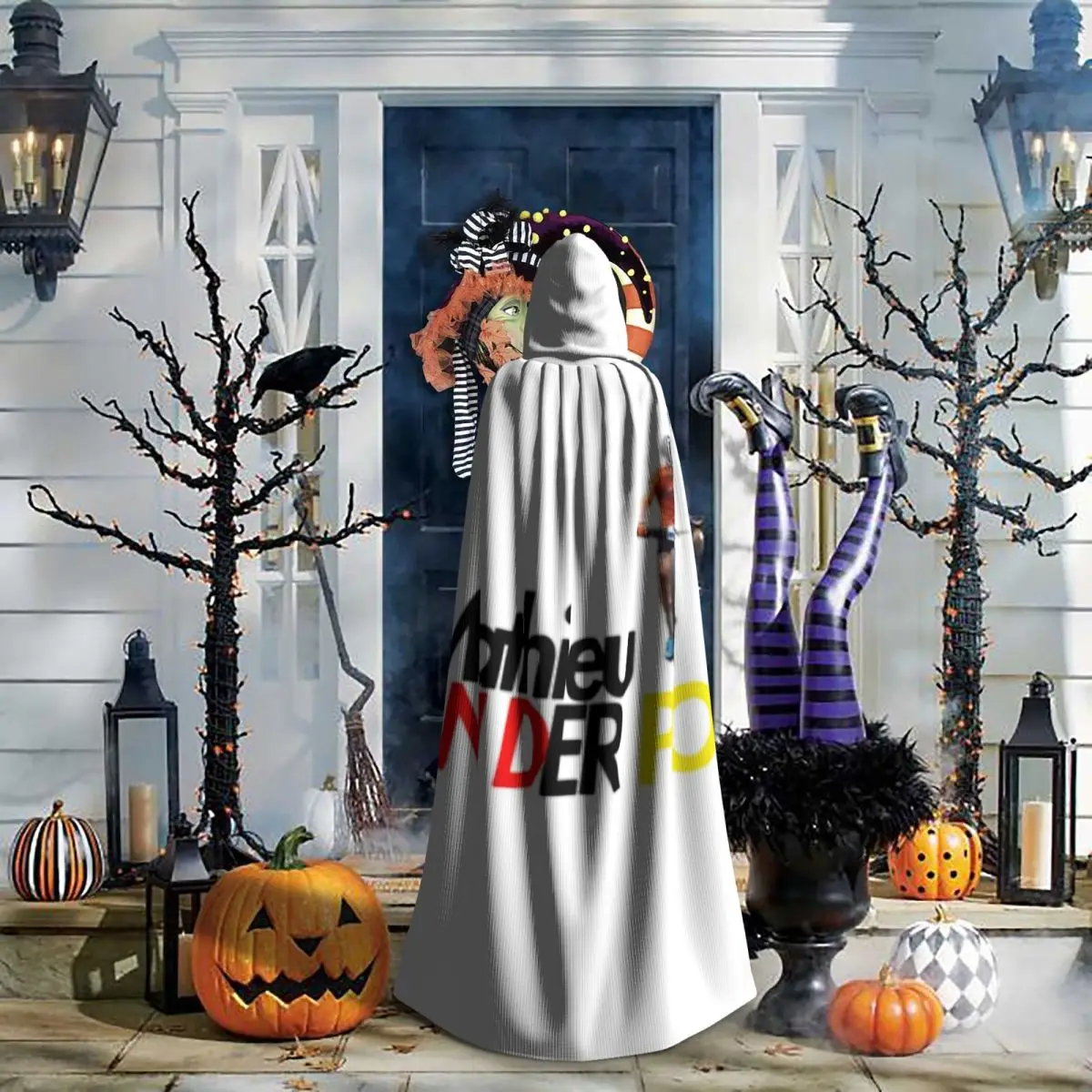 

Mathieu Van Der Poel Long Hooded Cloak Witch Medieval Costume Cosplay Cape HalloweenParty Adult Unisex