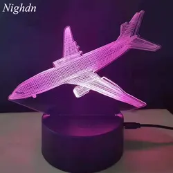 Aircraft Warplane Model 3D Night Light Touch Jet Plane Desk Lamp LED Illusion Lamp Cool Toy Creative Gift for Kids Boys