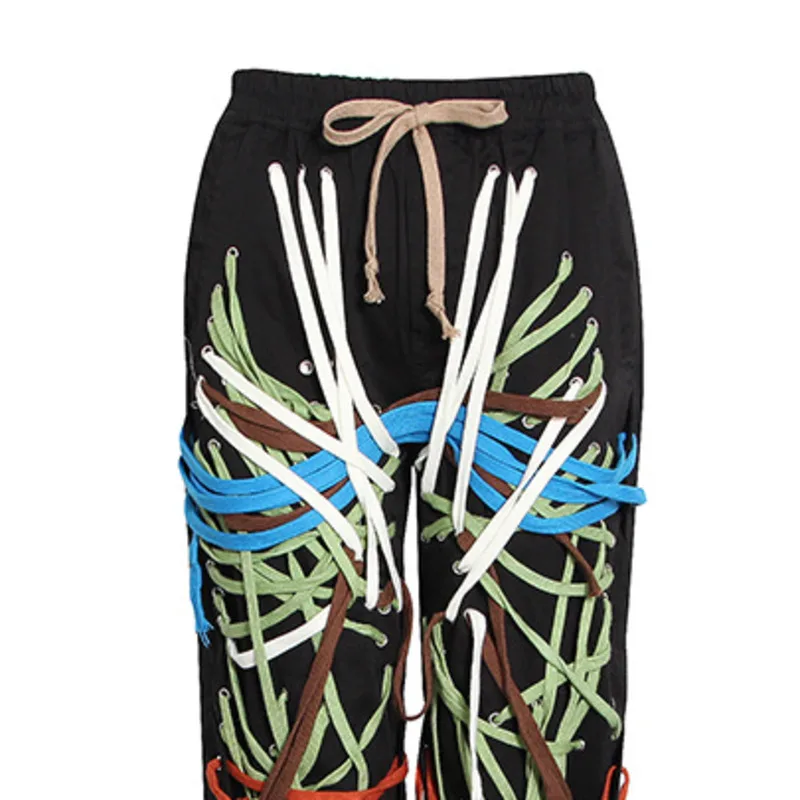 HKSH Women Pencil Pants Drawstring Elastic Waisted Colorful Bandage Decoration Elegant High Street Casual Bottoms Spring HK22704