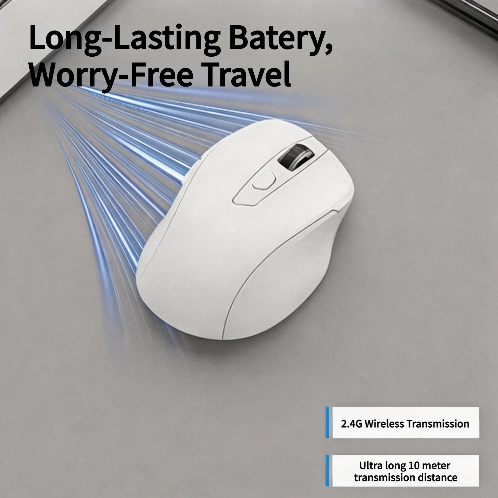 Ergonomic Wireless Mouse Bluetooth 2.4G Dual Mode Silent Click 3-Speed Adjustable DPI 300mAh Long Battery Life Rechargeable Mice